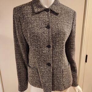 Jones New York Women's Grey Tweed Boucle Jacket
